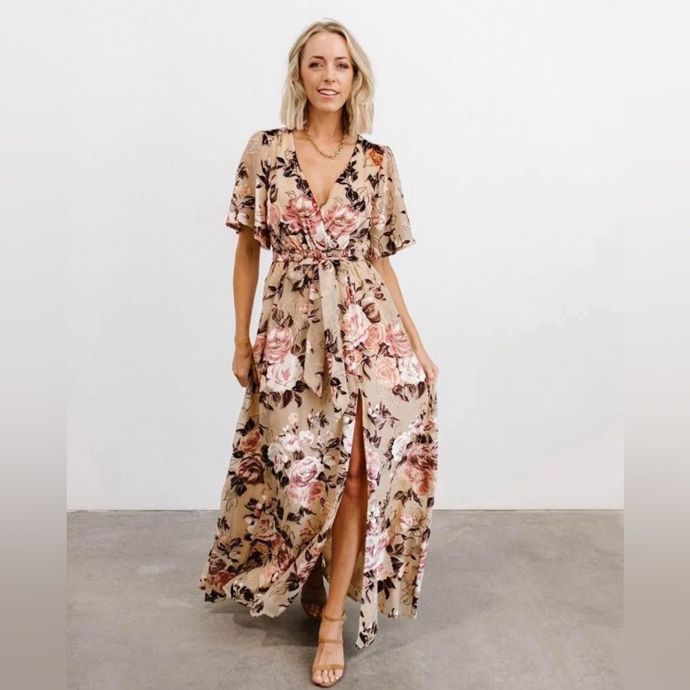 New Baltic Born Velvet Floral Dress - Size Small